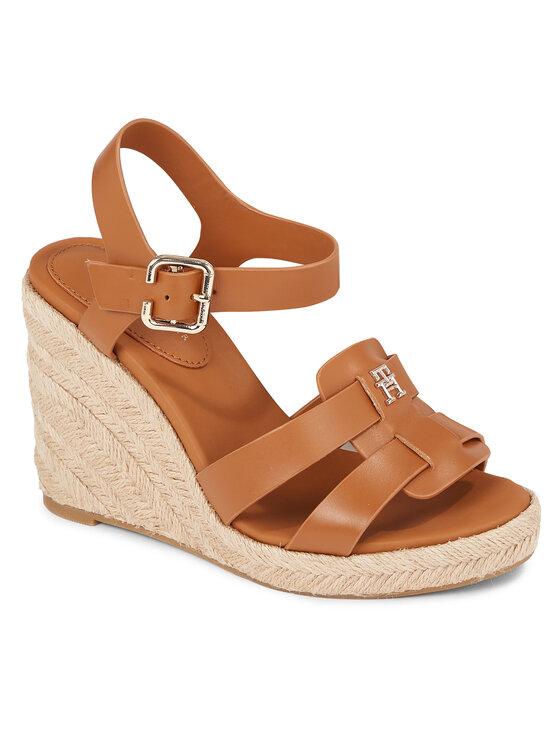 Tommy Hilfiger Espadrilles Espadrille High Wedge Leather FW0FW07925 Marron