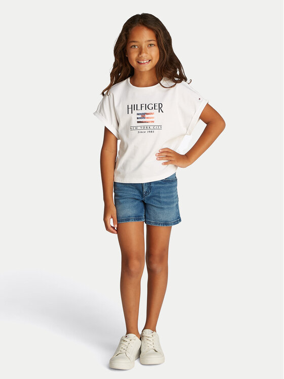 Tommy Hilfiger Tricou KG0KG08525 S Alb Regular Fit
