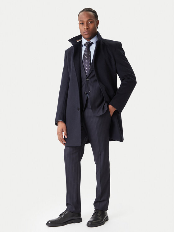 BOSS BOSS Вълнено палто H-Hyde 50551078 Тъмносин Slim Fit