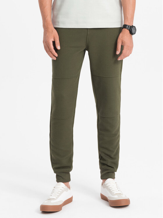 Ombre Ombre Spodnie dresowe OM-PASK-0129 Zielony Regular Fit
