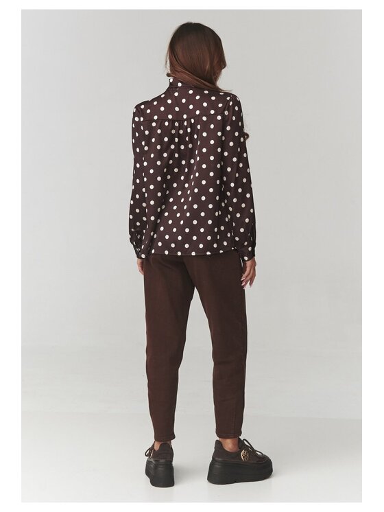 Makadamia Makadamia Koszula C17 Brązowy Loose Fit