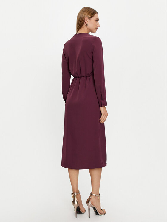 Haveone Haveone Sukienka codzienna AFS-M062 Bordowy Regular Fit