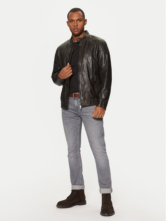 Milestone Milestone Lederjacke Arlington 51103860545 Braun Regular Fit