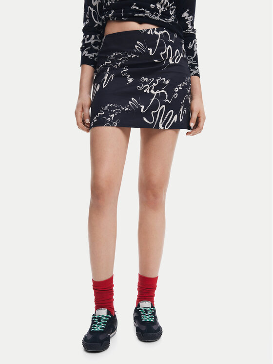 Desigual Desigual Fustă mini 25SWFW03 Negru Regular Fit