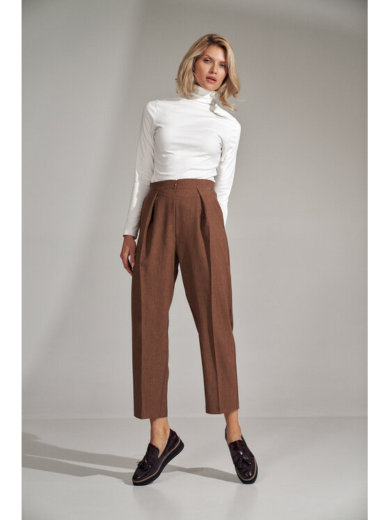 FIGL FIGLFIGL Pantaloni da donna M720 Marrone Regular Fit