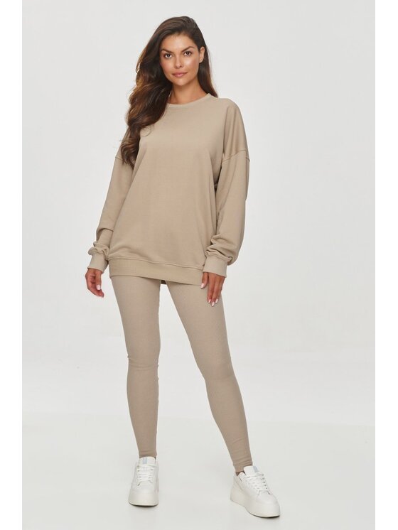 Makadamia Makadamia Bluza M859 Beżowy Loose Fit