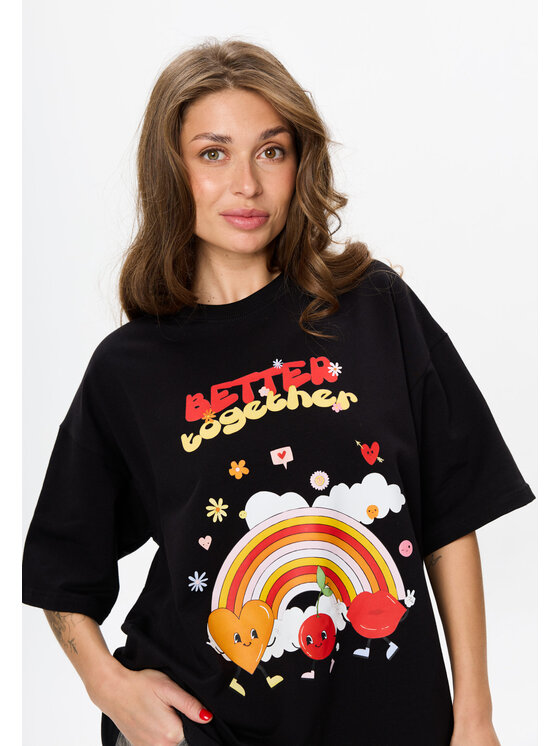 Mirons Mirons T-Shirt Print Biały Oversize