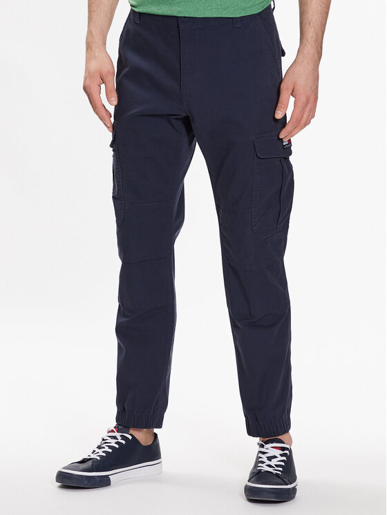 Tommy Jeans Pantaloni din material Ethan DM0DM15793 Bleumarin Regular Fit