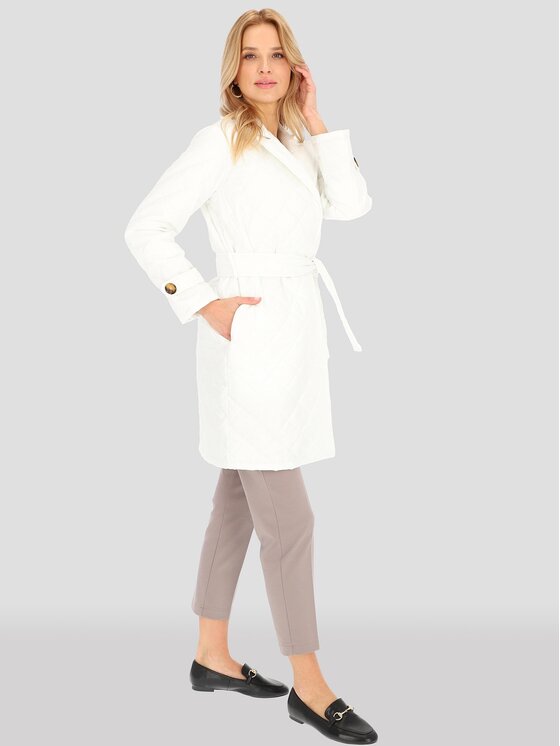 Perso Perso Płaszcz przejściowy BLE 241055 F Écru Regular Fit