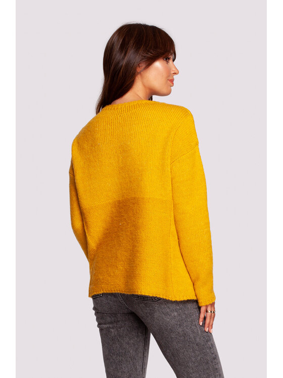 BeWear BeWear Sweter BK091 Żółty Modern Fit