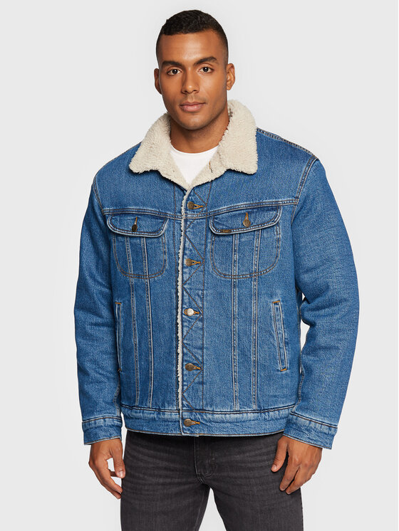 Lee Lee Kurtka jeansowa Sherpa L87AMWFW 112321554 Niebieski Regular Fit