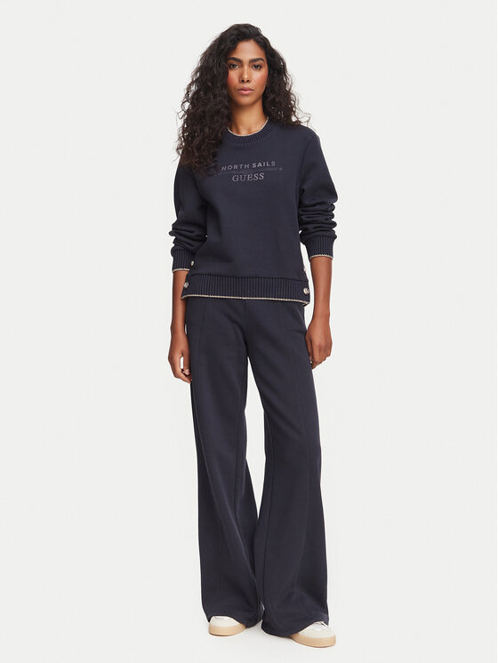 Guess Guess Spodnji del trenirke W6YB31 K5319 Mornarsko modra Wide Leg