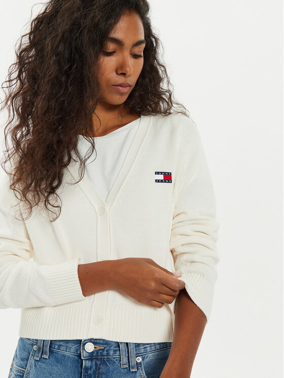Tommy Jeans Tommy Jeans Kardigāns Essential Badge DW0DW19913 Balts Relaxed Fit