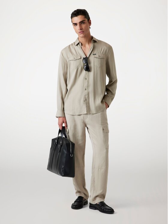 Guess Guess Spodnie materiałowe 175779 Beżowy Regular Fit