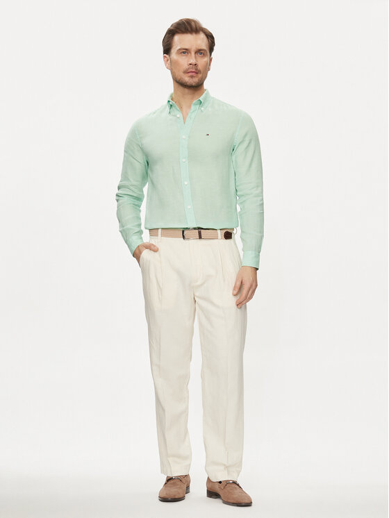 Tommy Hilfiger Tommy Hilfiger Srajca MW0MW34602 Zelena Regular Fit