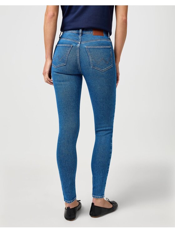 Wrangler Wrangler Jeansy HIGH SKINNY Niebieski Skinny Fit