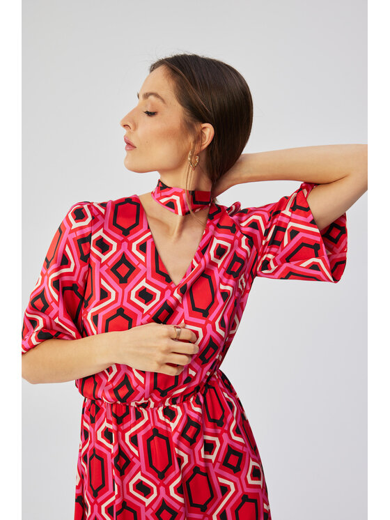 Stylove Stylove Koktejlové šaty S367 Červená Comfortable Fit