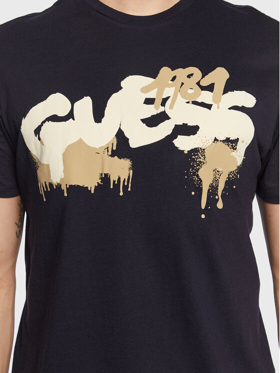 Guess Guess T-shirt Graffiti Logo M3GI59 K9RM1 Tamnoplava Slim Fit