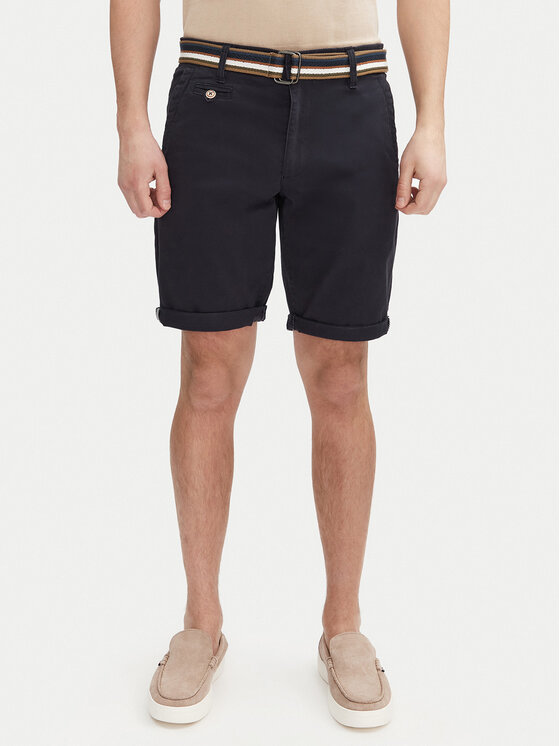 INDICODE Bavlnené šortky Royce 70-039 Tmavomodrá Slim Fit