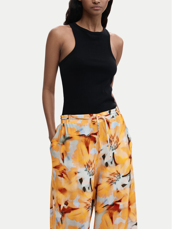 Desigual Desigual Kalhoty z materiálu Pant Preston 26SWPW38 Oranžová Relaxed Fit