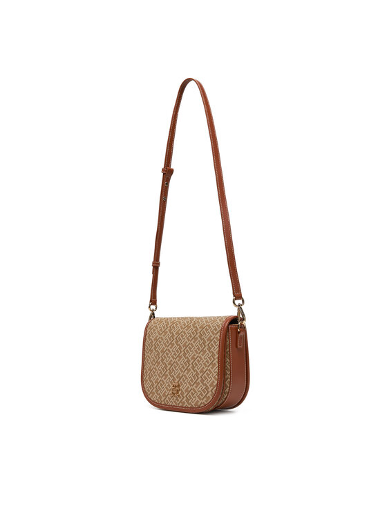 Tommy Hilfiger Tommy Hilfiger Torbica Th Monoplay Leather Saddle Bag AW0AW17414 Smeđa