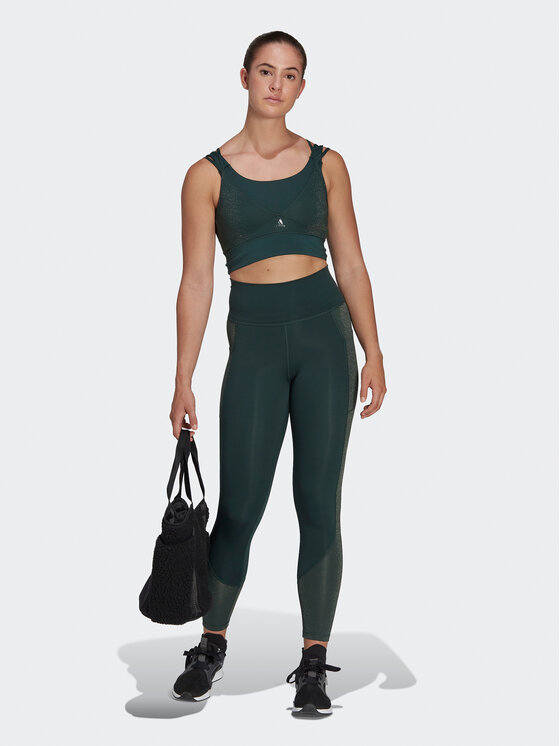 adidas adidas Sportinė liemenėlė Powerimpact Training Medium-Support Shiny Bra HM7886 Žalia