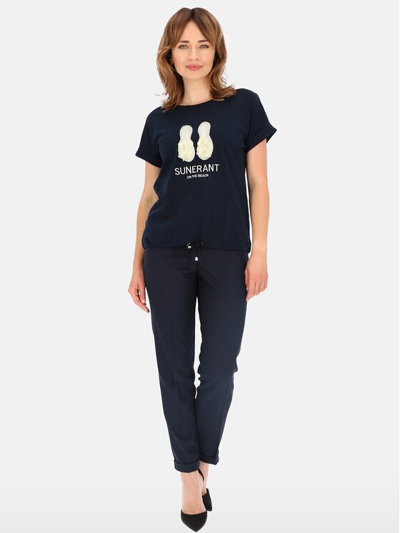 Perso Perso T-Shirt TCE249000F Granatowy Regular Fit
