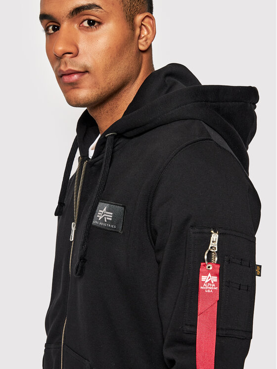 Alpha Industries Alpha Industries Bluza Back Print Zip 128342 Czarny Regular Fit
