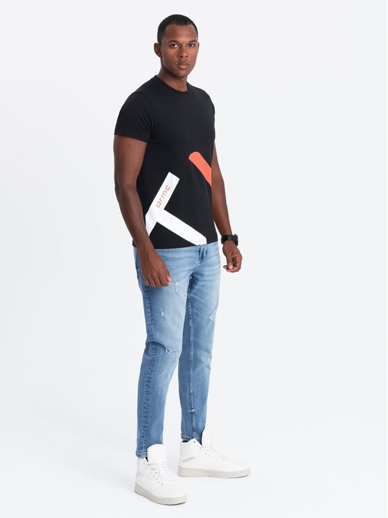 Ombre Ombre T-Shirt S2044 Czarny Regular Fit