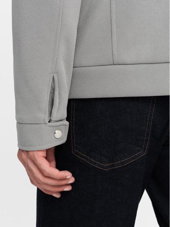 Ombre Ombre Kurtka bomber OM-JALP-0157 Szary Regular Fit