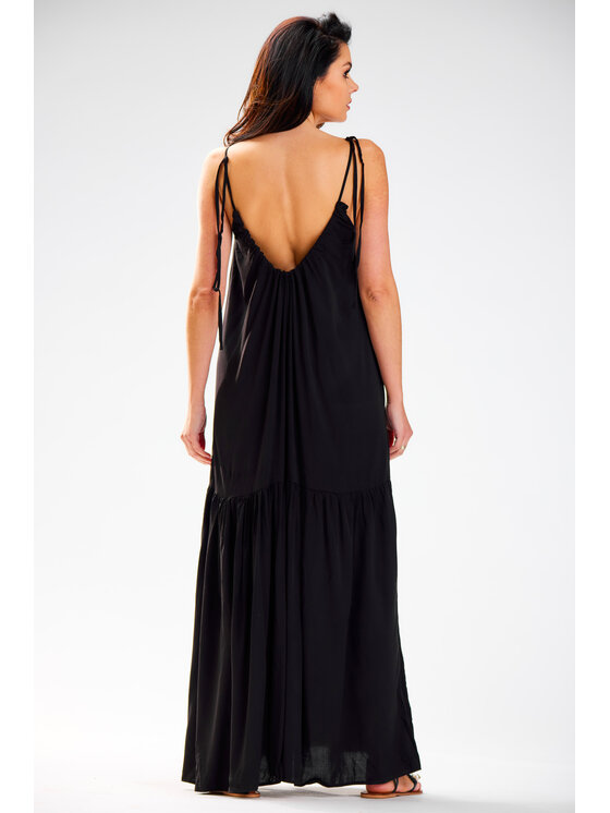 Awama Awama Sukienka letnia A582 Czarny Basic Fit