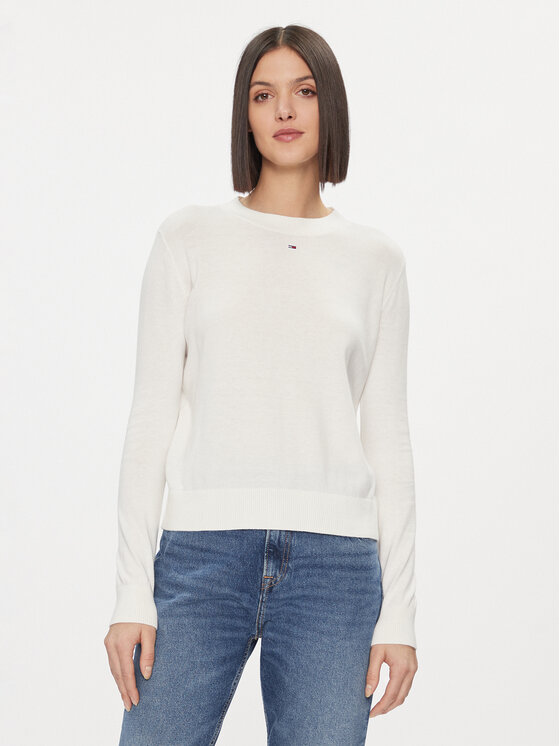 Női Sweater Tommy Jeans, Méret: XS, Fehér, Essential DW0DW17254