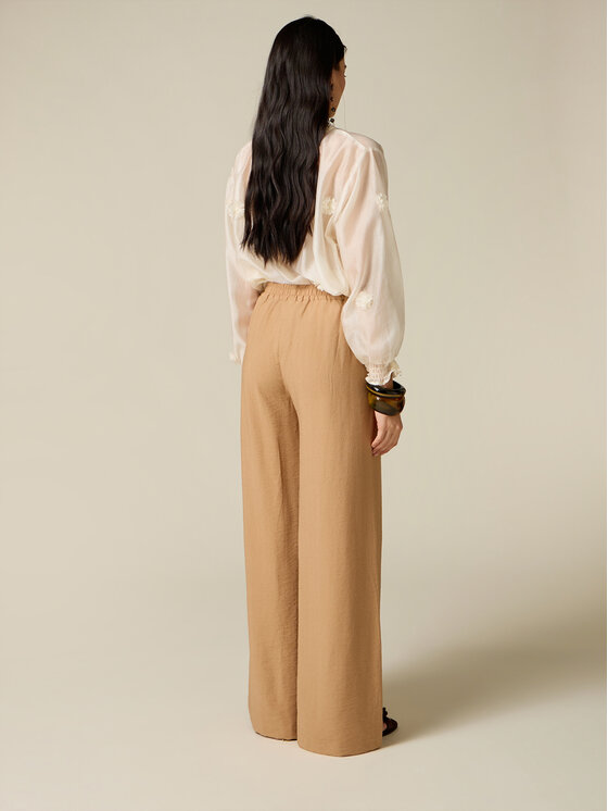 Oltre Oltre Spodnie materiałowe P071J002727N022 Kremowy Baggy Fit