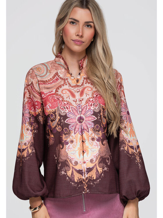 Ombre Ombre Koszula OW-SH-E0062 Brązowy Loose Fit
