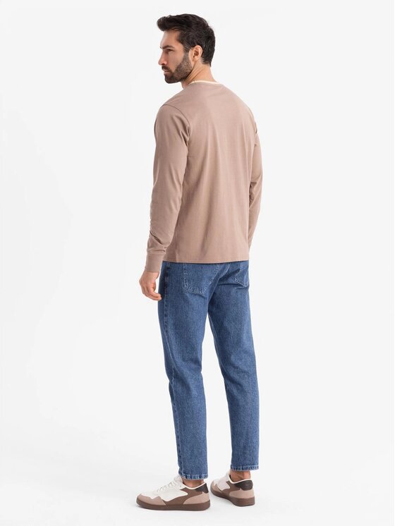 Ombre Ombre Longsleeve OM-LSCL-0128 Brązowy Regular Fit