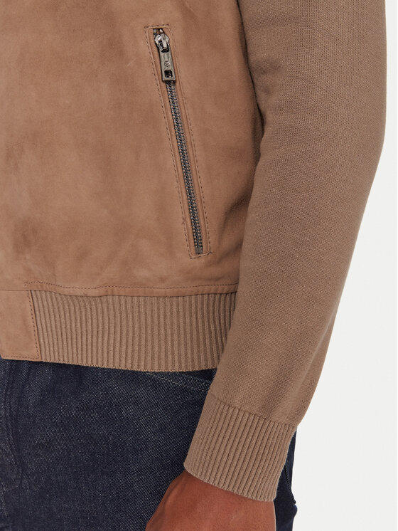 Milestone Milestone Ādas jaka MSRayan 531624 60700 Bēšs Regular Fit