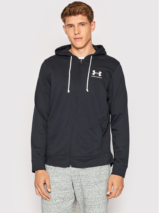 Under Armour Majica Dugih Rukava Rival Terry Full-Zip 1370409 Crna Loose Fit