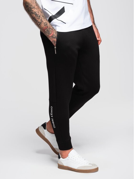 Ombre Ombre Spodnie dresowe OM-PASK-0223 Czarny Regular Fit