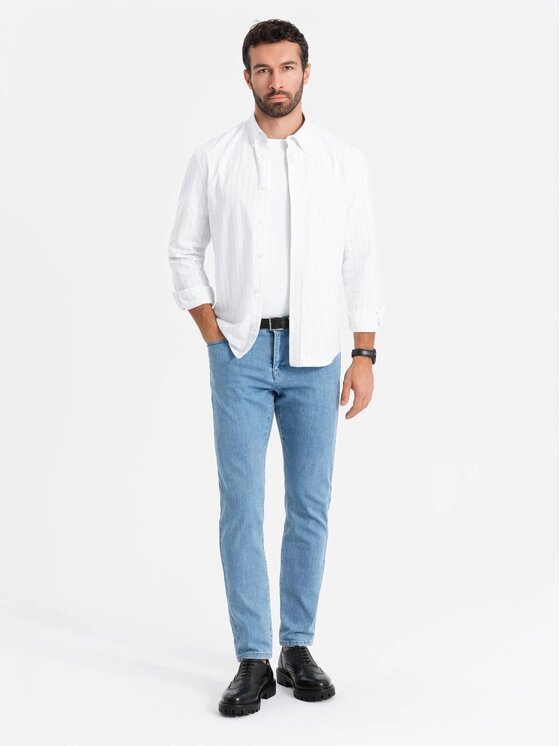 Ombre Ombre Jeansy OM-PADP-0216 Modrá Slim Fit