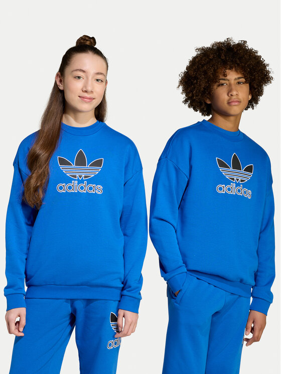 adidas Bluza Trefoil JV8570 Niebieski Loose Fit