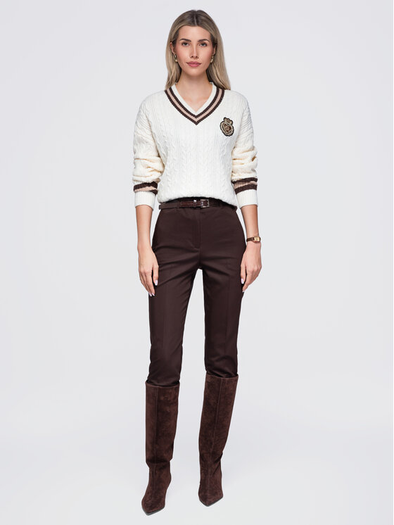 Ombre Ombre Sweter OW-SW-E0023 Beżowy Regular Fit