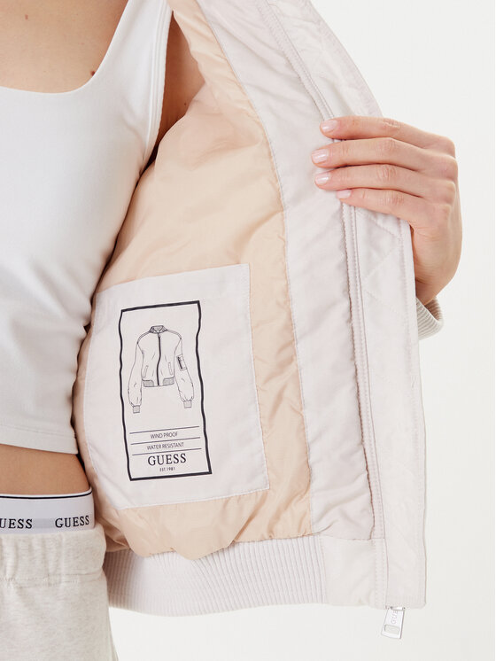 Guess Guess Bomber stila jaka W5YL08 WHDK2 Écru Regular Fit