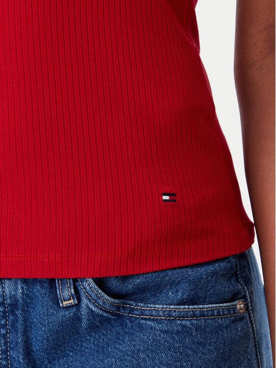 Tommy Hilfiger Tommy Hilfiger Top WW0WW38635 Czerwony Slim Fit