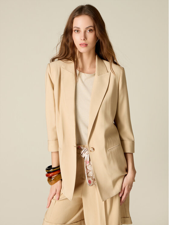 Oltre Oltre Giacca da abito R092R002472N002 Crema Baggy Fit