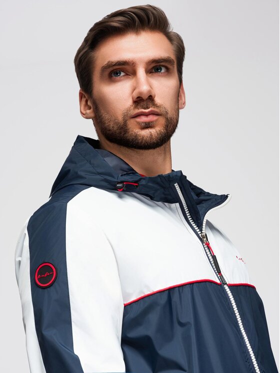 Ombre Ombre Kurtka przejściowa OM-JANP-0228 Granatowy Regular Fit