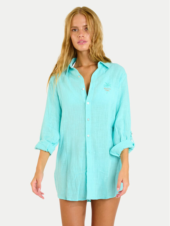 Banana Moon Banana Moon Cămașă Garel Zelena MWW04 Turcoaz Regular Fit