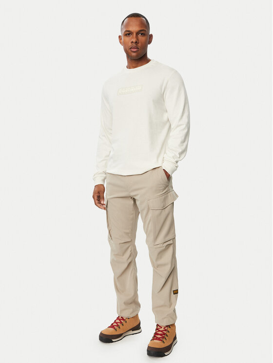 Napapijri Napapijri Longsleeve S-Box Logo NP0A8BC5 Κρεμ Regular Fit