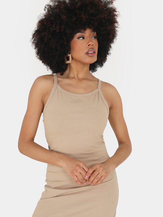 Brave Soul Brave Soul Sukienka letnia LDRJ-624TANYA Beżowy Straight Fit