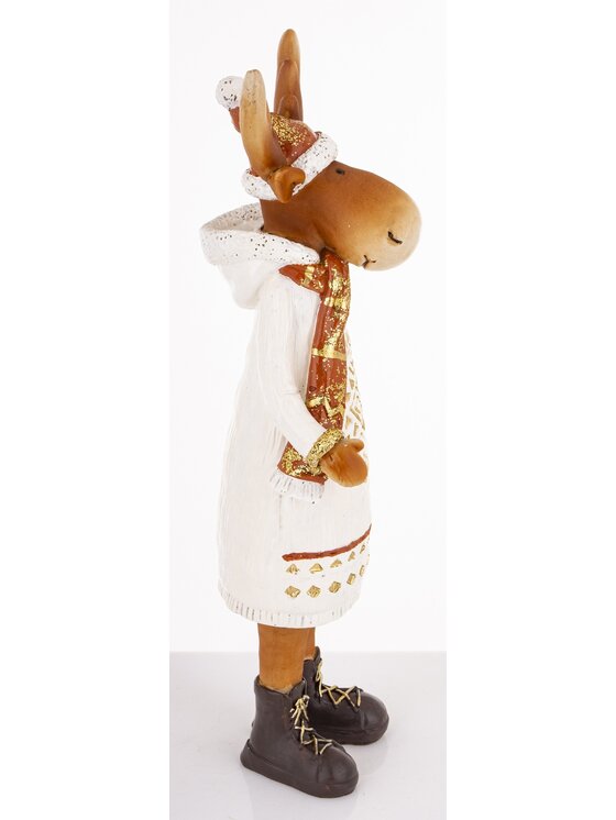 MIAhome MIAhome Figurka łoś 33x10x10 cm ALCE w białej sukience Biały