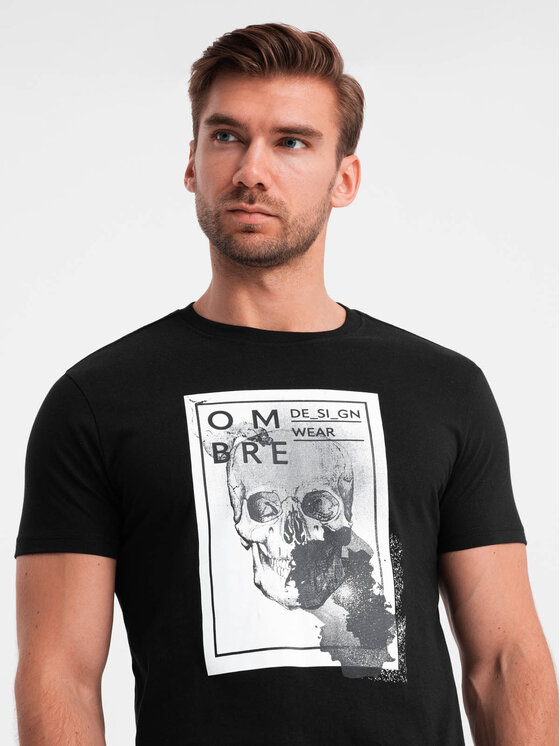 Ombre Ombre T-Shirt OM-TSPT-0200 Czarny Regular Fit
